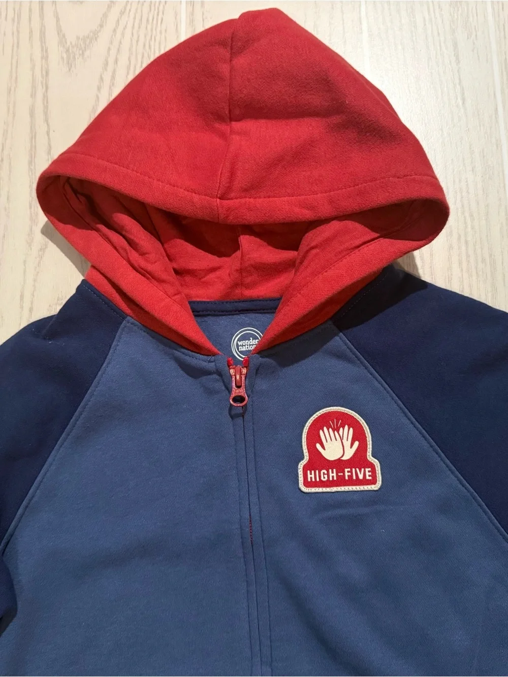 Wonder Nation Boys Size 6 Colorblock Full Zip Hoodie High Five Graphic NWT
